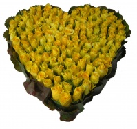 Rouwhart met gele rozen