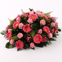 Rouwbiedermeier roze bloemen