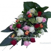 Rouwboeket mix rozen